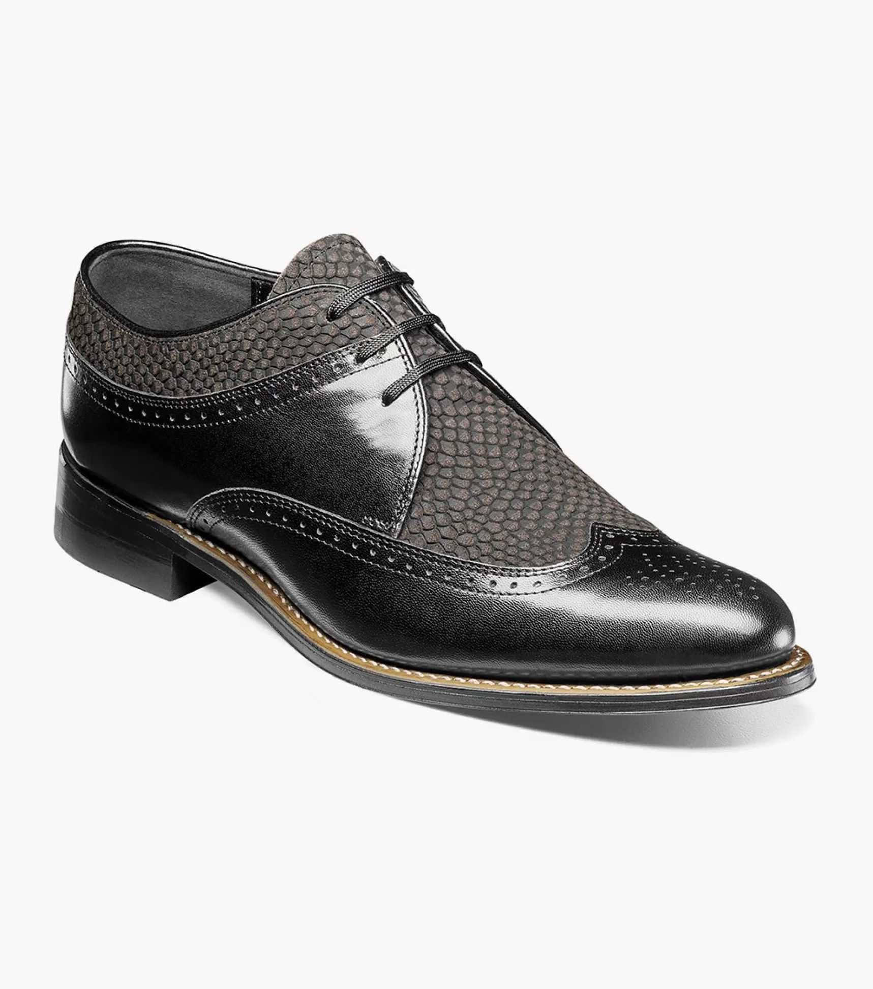 Stacy Adams Wingtips>Dayton Python Print Wingtip Oxford