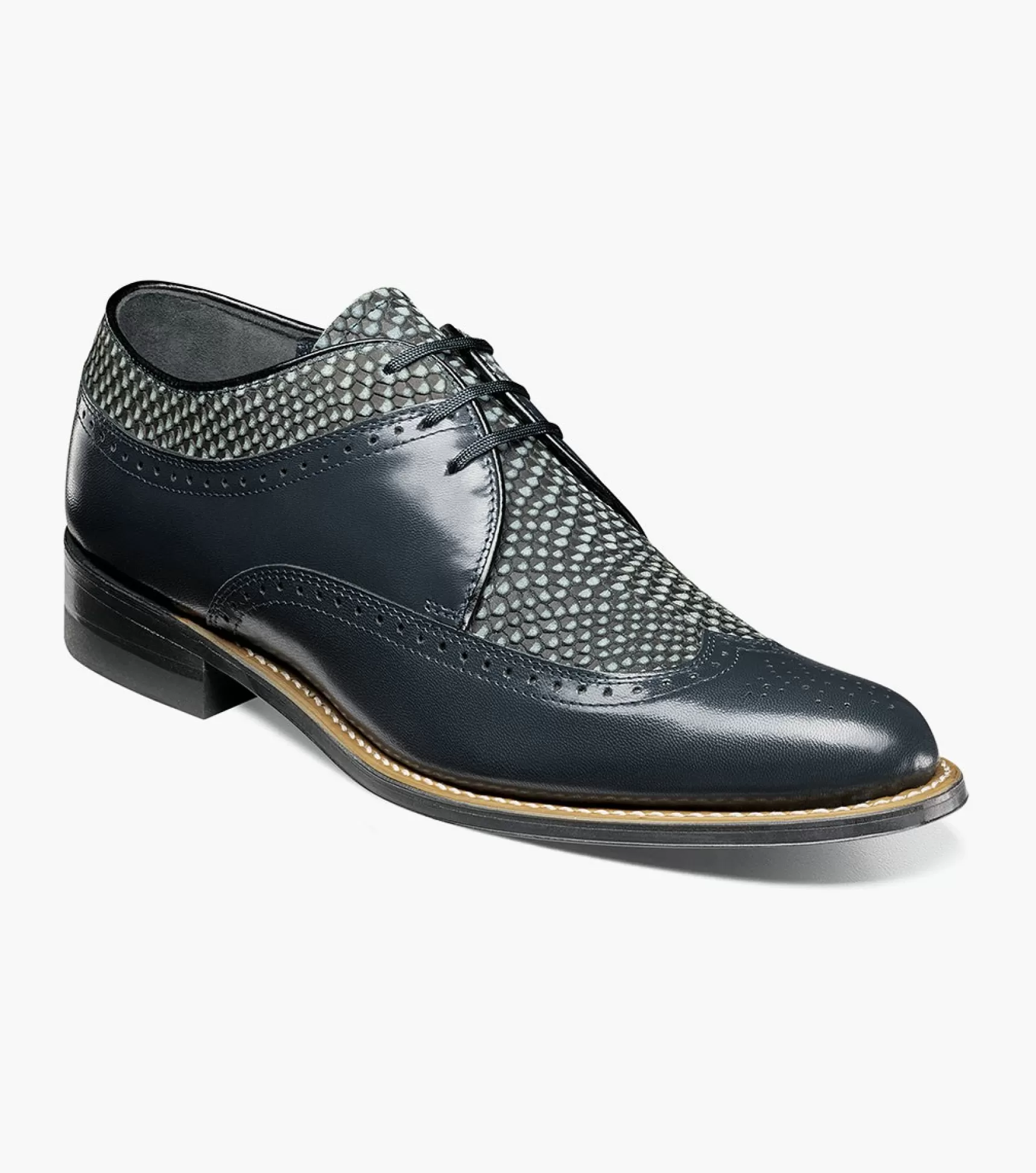 Stacy Adams Wingtips>Dayton Python Print Wingtip Oxford