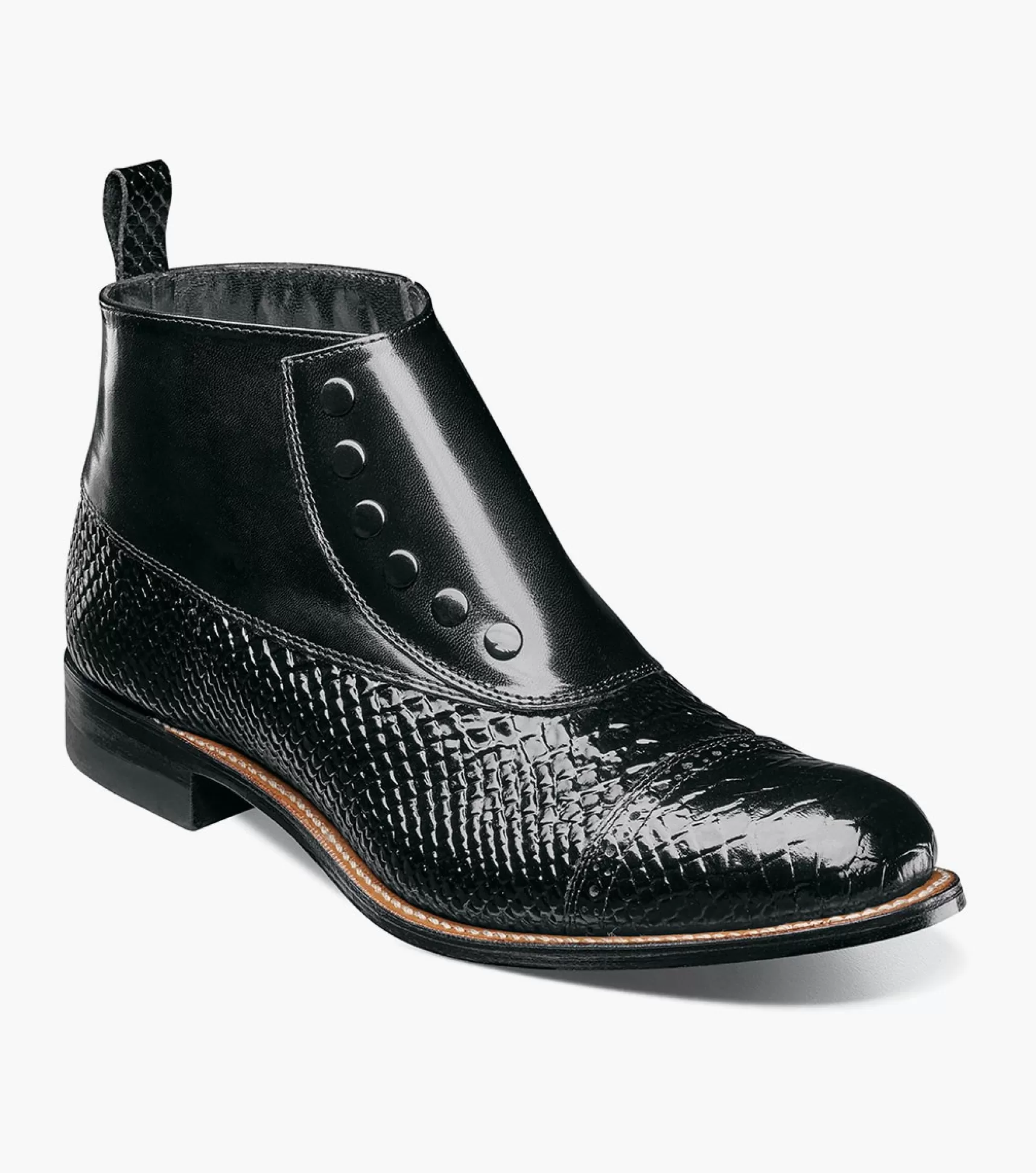 Stacy Adams Boots>Madison Spectator Spat Cap Toe Demi Boot