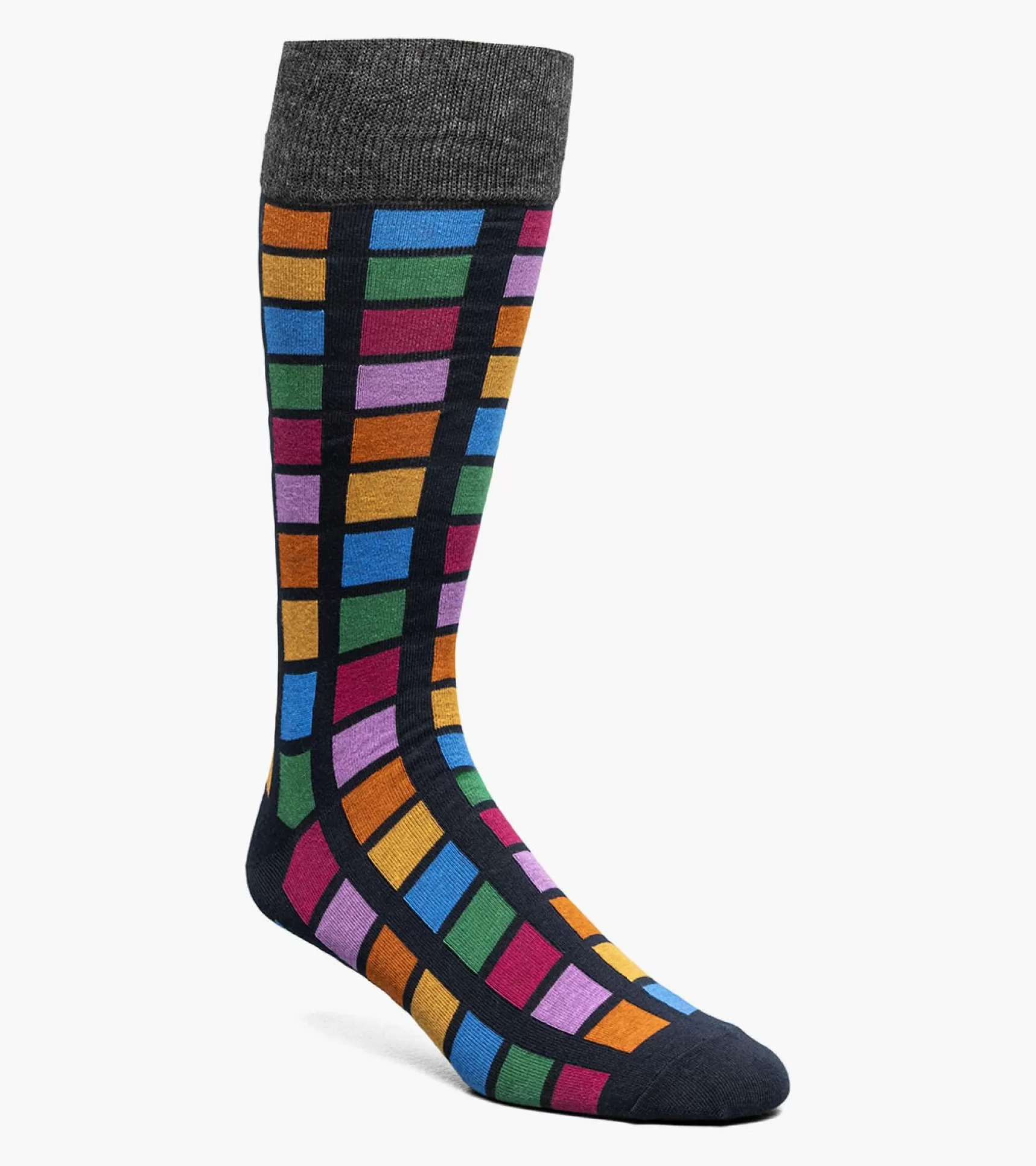 Stacy Adams Socks>Multi-Color Block Men\\'S Crew Dress Socks