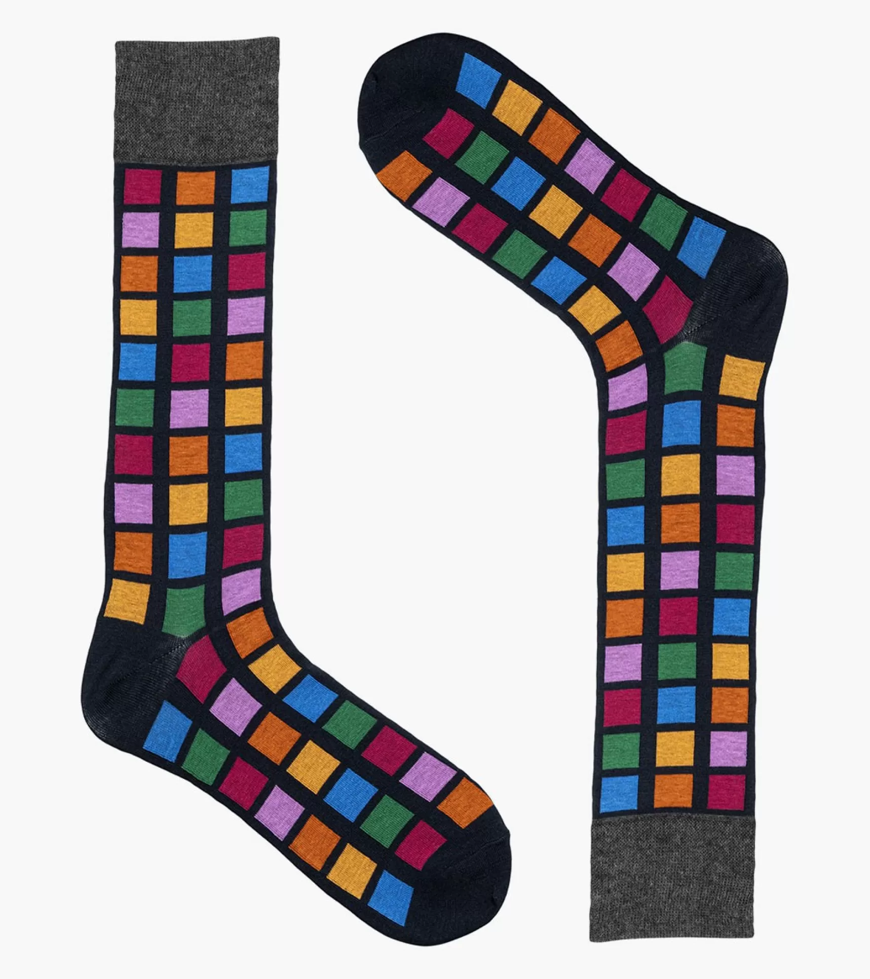 Stacy Adams Socks>Multi-Color Block Men\\'S Crew Dress Socks