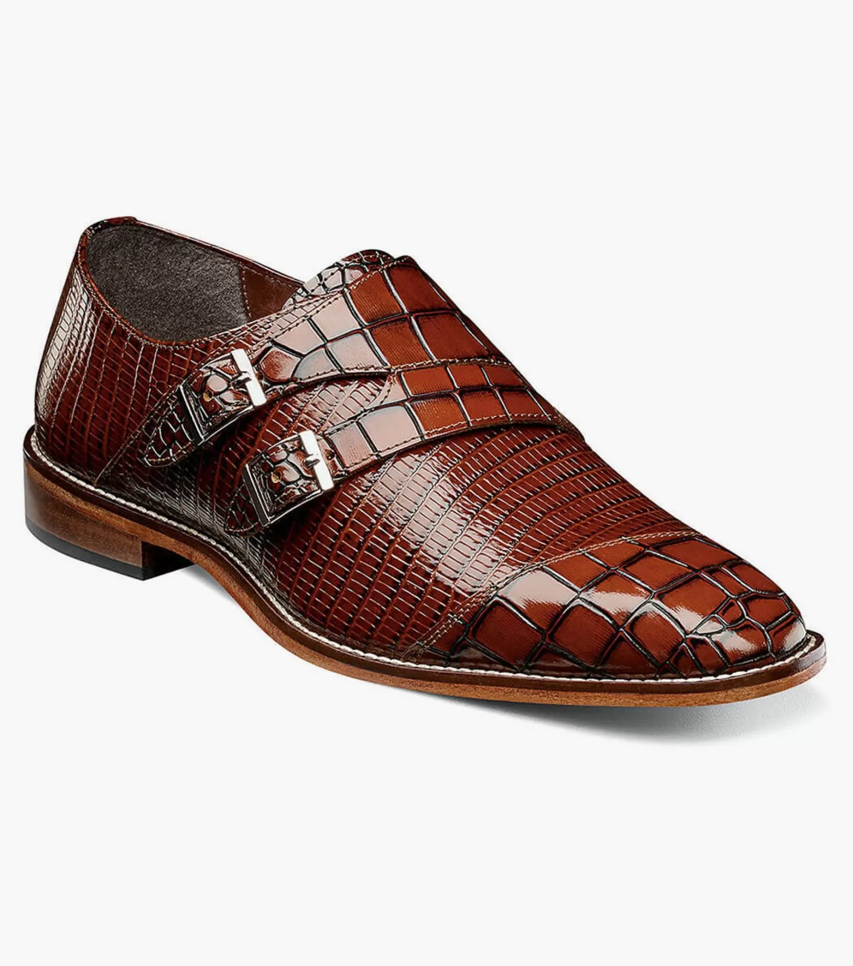 Stacy Adams Fashion>Toscano Leather Sole Angled Cap Toe Double Monk Strap