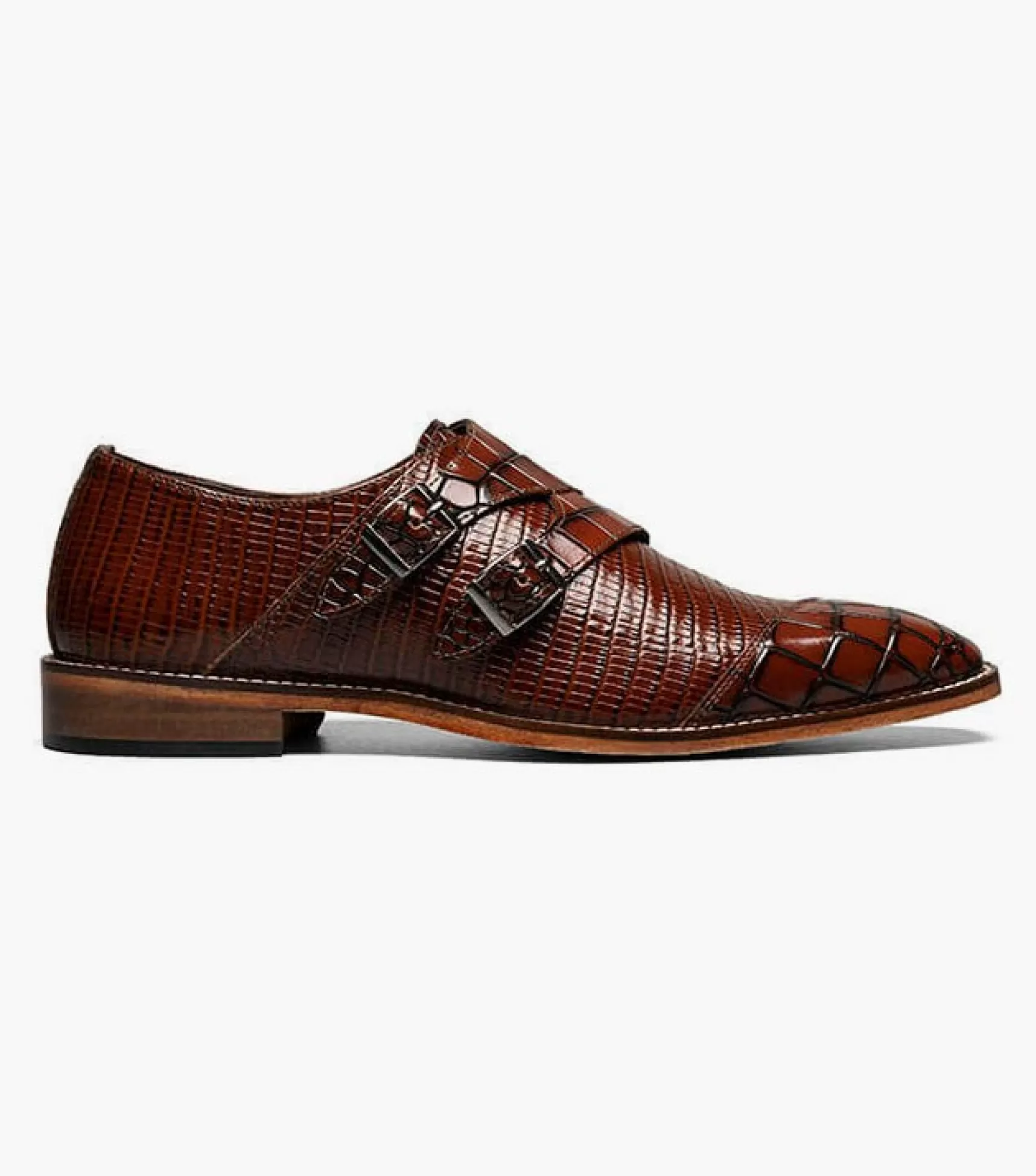 Stacy Adams Fashion>Toscano Leather Sole Angled Cap Toe Double Monk Strap